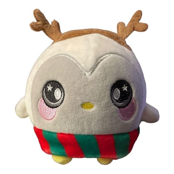 SQUEEZAMALS Claire’s Exclusive Christmas Ollie Owl Plush Stuffed Animal Ball Toy - Picture 1 of 8